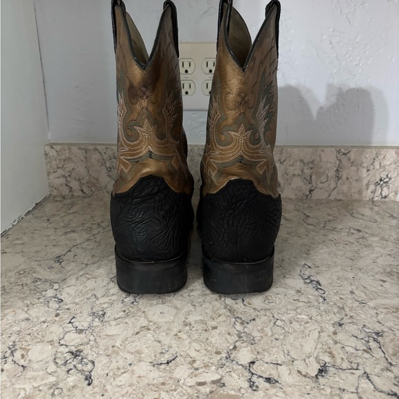 Double H Made in Mexico Men's Black and Tan Leather Western Cowboy Boots - Picture 6 of 13